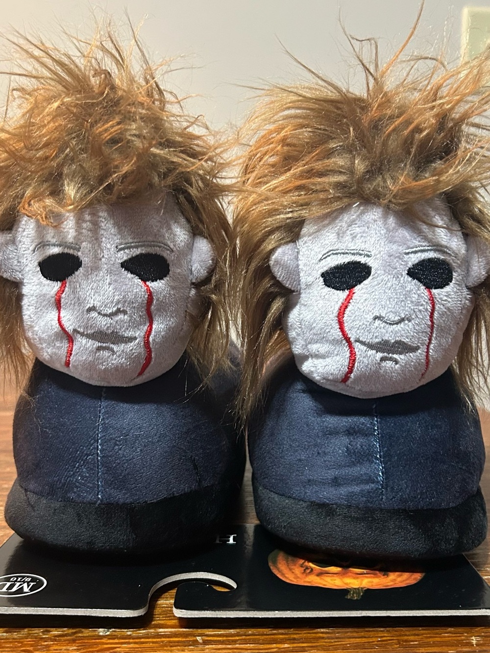 Halloween Michael Myers Slippers Plush Bleeding Eyes Blood Horror Unisex Medium